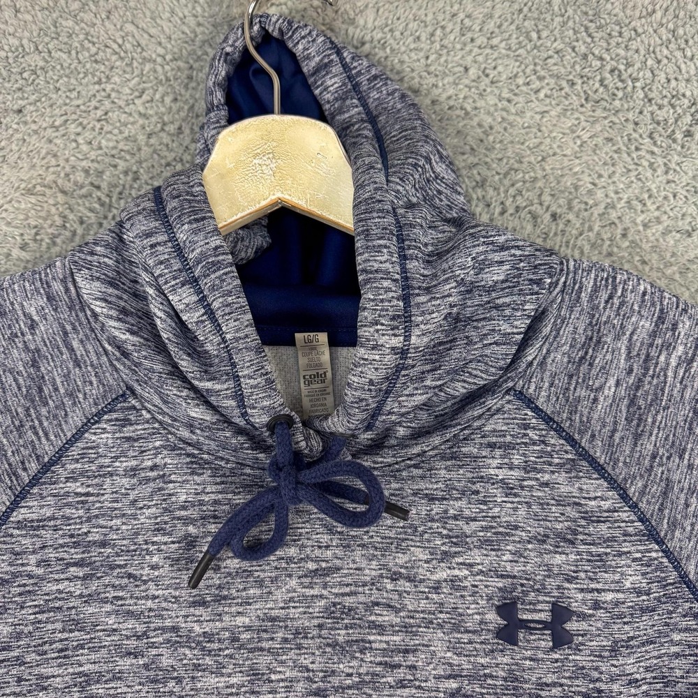 Under Armour Hoodie Womens Large Blue Storm 1 ColdGear Pullover Fleece‎ 1280690 - Picture 2 of 14